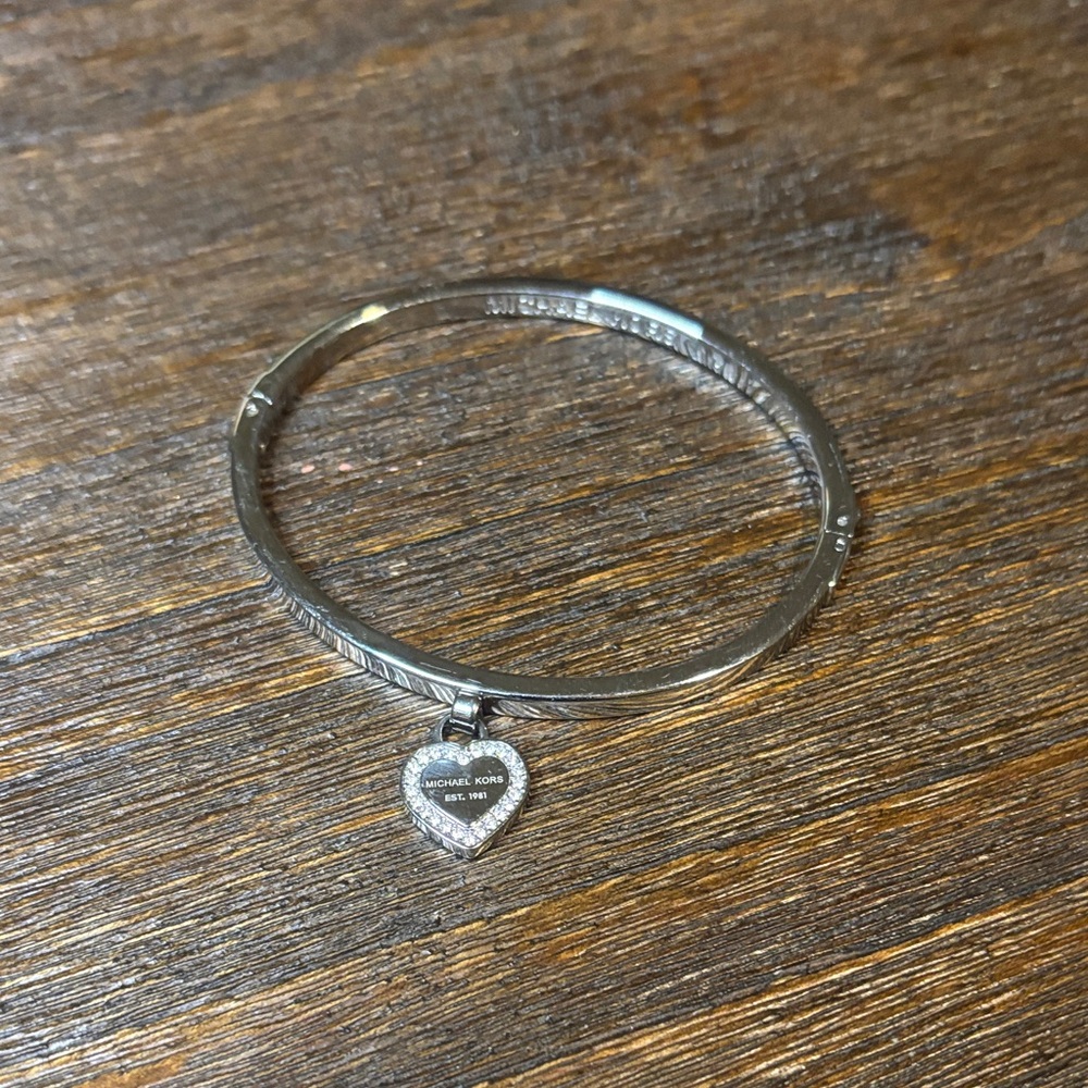 Michael Kors Silver Heart Charm Bracelet